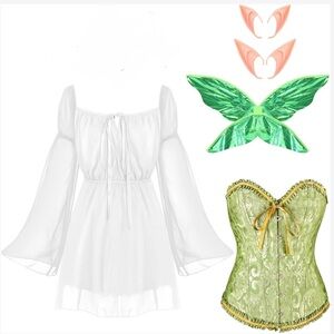 NWT - Cosplay Green Corset/ Fairy Costume/ renaissance/ adult XL / sexy / play